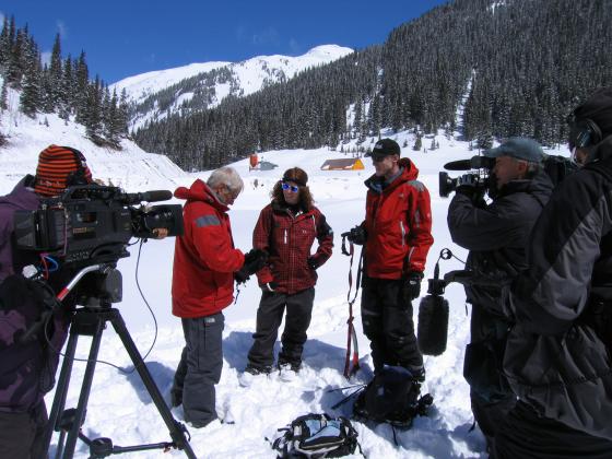 Aaron and Shaun White filming 60 Minutes segment for CBS (Photo Credit Silverton Mountain)