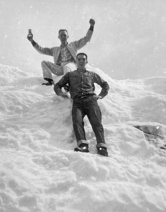 Zeke and his friend climbing Silverton snow mound. Photo credit The Zanoni Family