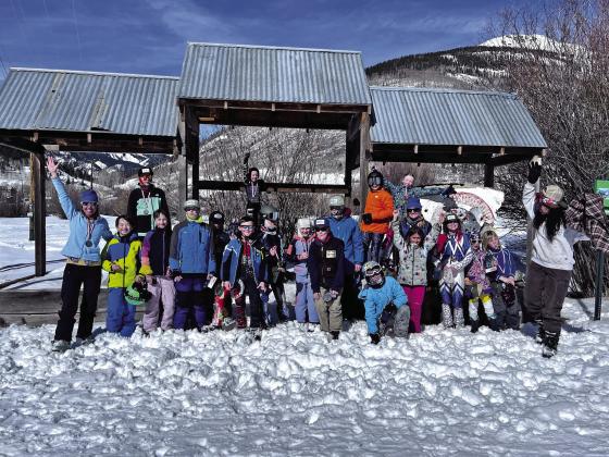 Silverton Miners Ski team and Coach Sallie Barney and Coach Natalie Platt. Photo credit Dayna Kranker