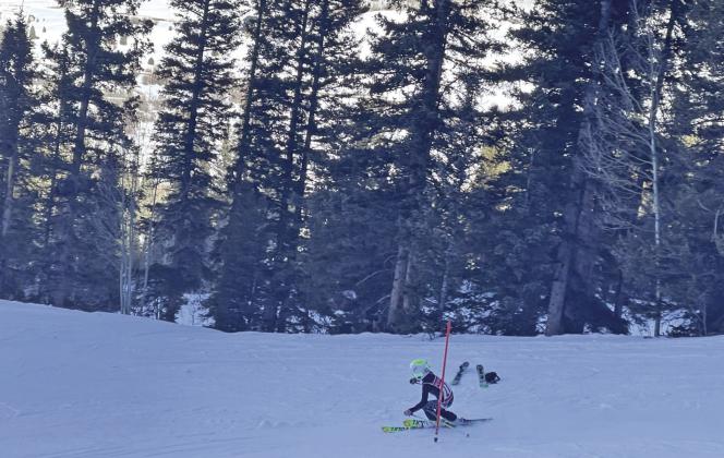 Speeding downhill at the Kendall Ski Races. Photo credit Sallie Barney
